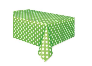 TOVAGLIA VERDE A POIS BIANCHI in Plastica (Verde Lime) per Festa o Compleanno - 1,37 m x 2,74 m - 1 pezzo - Unique