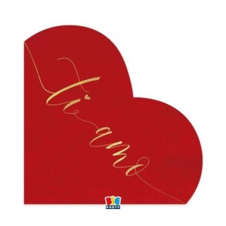 Tovaglioli  a cuore rossi Love con scritta TI AMO  - 16 pezzi - 33 cm x 33 cm - 3 veli