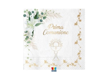 TOVAGLIOLI  COMUNIONE BIANCHI   - Mis.  33 x 33 cm - Confez. 20 pezzi