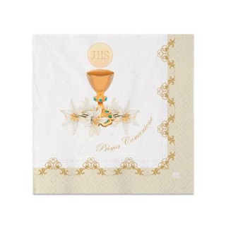 TOVAGLIOLI  COMUNIONE BIANCHI E AVORIO  - Mis.  33 x 33 cm - Confez. 20 pezzi