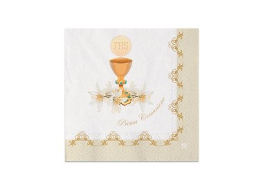 TOVAGLIOLI  COMUNIONE BIANCHI E AVORIO  - Mis.  33 x 33 cm - Confez. 20 pezzi