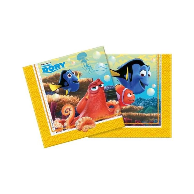 Tovaglioli Alla Ricerca di Dory (Nemo) Disney - Confezione da 20 tovaglioli - 33 cm x 33 cm - 2 veli - Nuovo