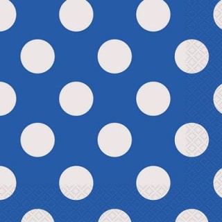 TOVAGLIOLI BLU A POIS BIANCHI  - Confez. 16 pezzi - 33 cm x 33 cm - 2 veli - Unique