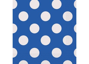 TOVAGLIOLI BLU A POIS BIANCHI  - Confez. 16 pezzi - 33 cm x 33 cm - 2 veli - Unique