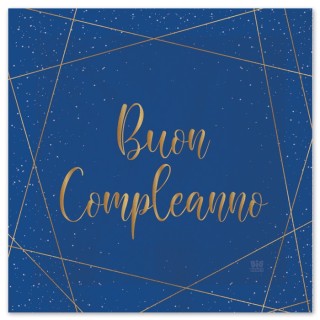 TOVAGLIOLI BUON COMPLEANNO Blù  DONNA CON SCRITTO  ( BUON COMPLEANNO ) in oro - Confez. 20 pezzi - 33 cm x 33 cm - 3 veli