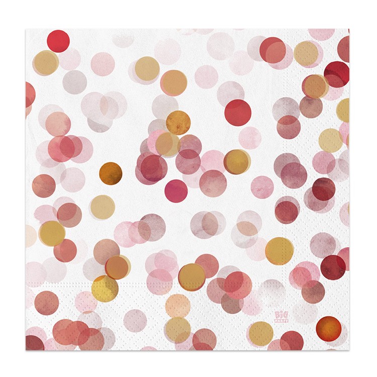 Tovaglioli carta coriandoli Rosa e oro 33 x 33 cm 20 pz Big party