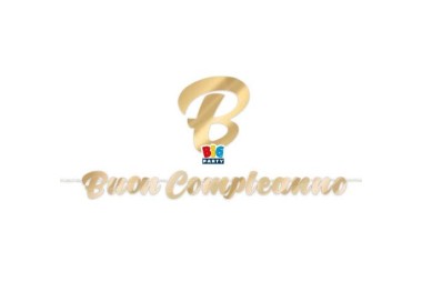 Festone Maxi  Buon Compleanno oro metal  - L 6 metri x 24 cm H - 1 pz