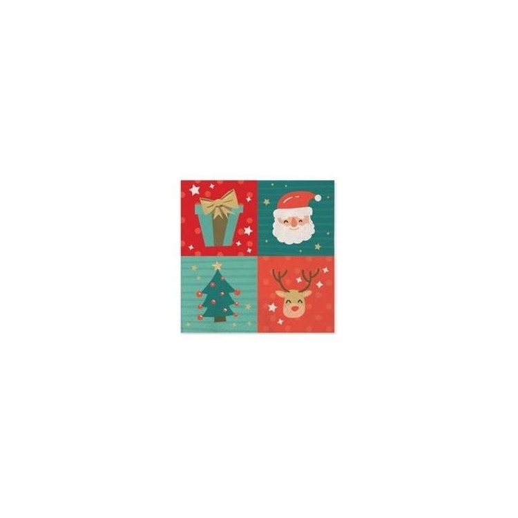 Tovaglioli di Natale in carta  (pacco , albero , renna  e  Babbo Natale) - 33 x 33  cm - 20  pezzi - Big Party