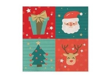 Tovaglioli di Natale in carta  (pacco , albero , renna  e  Babbo Natale) - 33 x 33  cm - 20  pezzi - Big Party