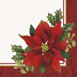 Tovaglioli di Natale in carta  (Stella di Natale) - 33 x 33  cm - 16  pezzi - Unique