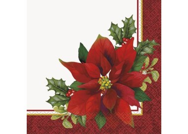 Tovaglioli di Natale in carta  (Stella di Natale) - 33 x 33  cm - 16  pezzi - Unique