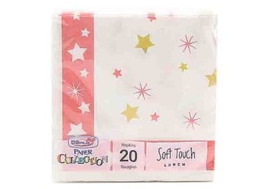 Tovaglioli in carta monouso Natalizi  colore Bianco con stelle oro e rosse  doppio velo  33x33 pz.20