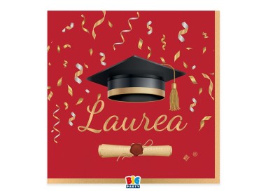 Tovaglioli LAUREA ROSSI E ORO (Nuovo) - 20 pezzi - 33 cm x 33 cm - 3 veli