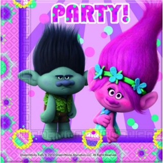 Tovaglioli TROLLS (Nuovo Film DreamWorks) - Confezione da 20 tovaglioli - 33 cm x 33 cm - 2 veli - Nuovo
