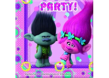 Tovaglioli TROLLS (Nuovo Film DreamWorks) - Confezione da 20 tovaglioli - 33 cm x 33 cm - 2 veli - Nuovo