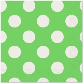 TOVAGLIOLI VERDE A POIS BIANCHI  - Confez. 16 pezzi - 33 cm x 33 cm - 2 veli - Unique