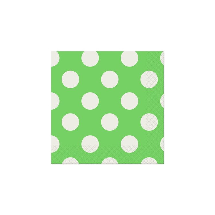TOVAGLIOLI VERDE A POIS BIANCHI  - Confez. 16 pezzi - 33 cm x 33 cm - 2 veli - Unique