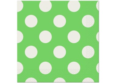 TOVAGLIOLI VERDE A POIS BIANCHI  - Confez. 16 pezzi - 33 cm x 33 cm - 2 veli - Unique
