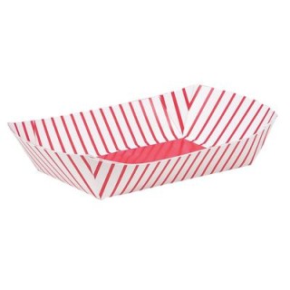 Vaschette Pop Corn 4 pezzi cartoncino rigido bianche e rosse L 16 x 24 x 5 cm H - Unique
