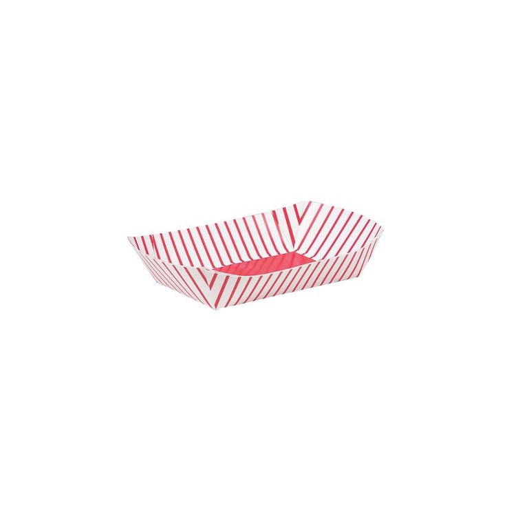 Vaschette Pop Corn 4 pezzi cartoncino rigido bianche e rosse L 16 x 24 x 5 cm H - Unique