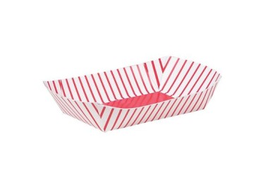 Vaschette Pop Corn 4 pezzi cartoncino rigido bianche e rosse L 16 x 24 x 5 cm H - Unique