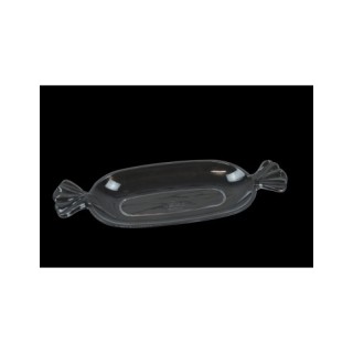Vassoio   contenitore  in plastica a forma di caramella   (porta dolci o salati) Trasparente 38 x 15 cm   cm H 2,5 cm  Pz 1
