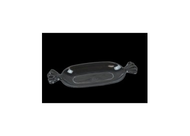 Vassoio   contenitore  in plastica a forma di caramella   (porta dolci o salati) Trasparente 38 x 15 cm   cm H 2,5 cm  Pz 1