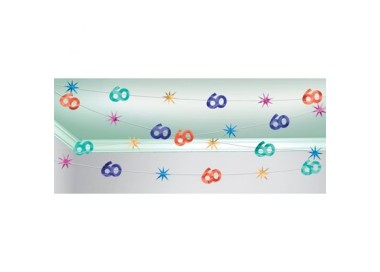 Festone filare soffitto 60 anni - largo 30,5 mt - 100 numeri 60 - Amscan - 1 pz