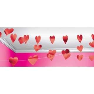 Festone filare soffitto Cuori - L 24,38 m - rosso - Amscan - 1 pz