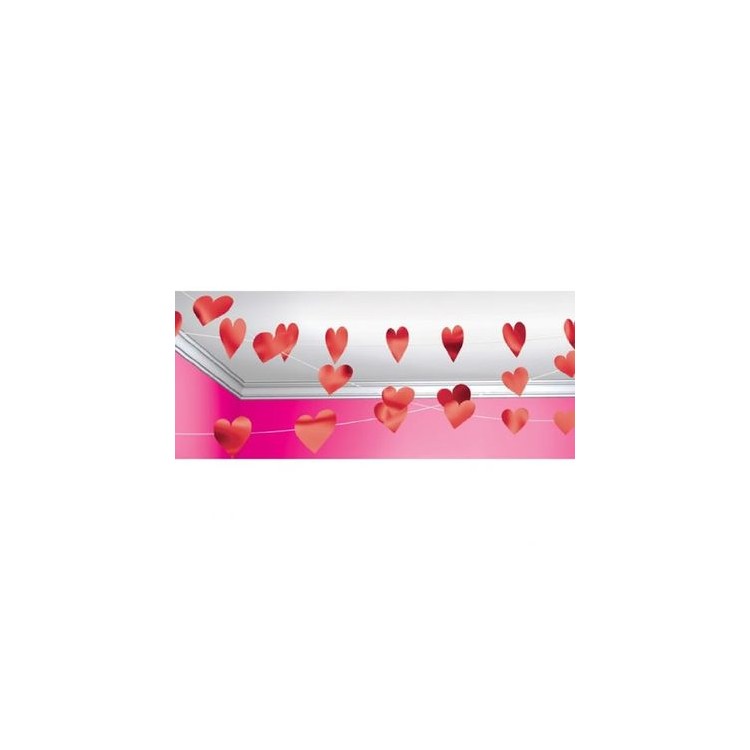 Festone filare soffitto Cuori - L 24,38 m - rosso - Amscan - 1 pz