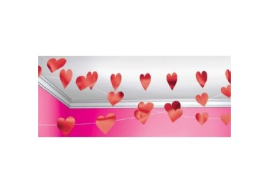 Festone filare soffitto Cuori - L 24,38 m - rosso - Amscan - 1 pz