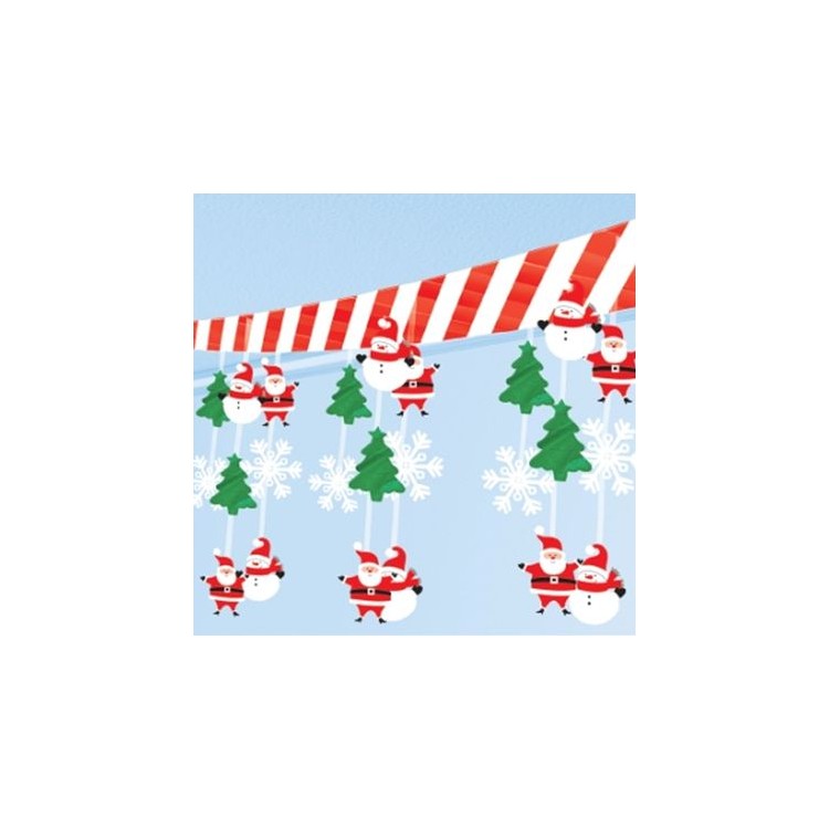Festone filare soffitto Natale - largo 30,5 cm x 3 m - rosso e bianco - Amscan - 1 pz