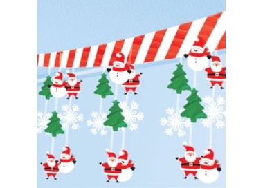 Festone filare soffitto Natale - largo 30,5 cm x 3 m - rosso e bianco - Amscan - 1 pz