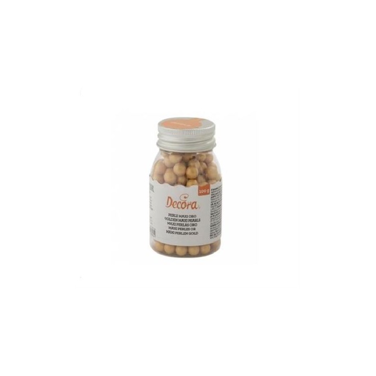 MAXI PERLE DI ZUCCHERO color ORO - BARATTOLINO 100 gr - 1 pz - DECORA MAXI PERLE DI ZUCCHERO color ORO - BARATTOLINO 100 gr - 1 pz - DECORA