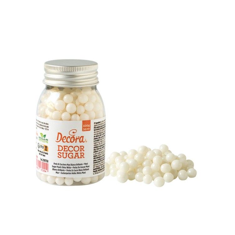 MAXI PERLE DI ZUCCHERO colore Bianco- BARATTOLINO 100 gr - 1 pz - DECORA