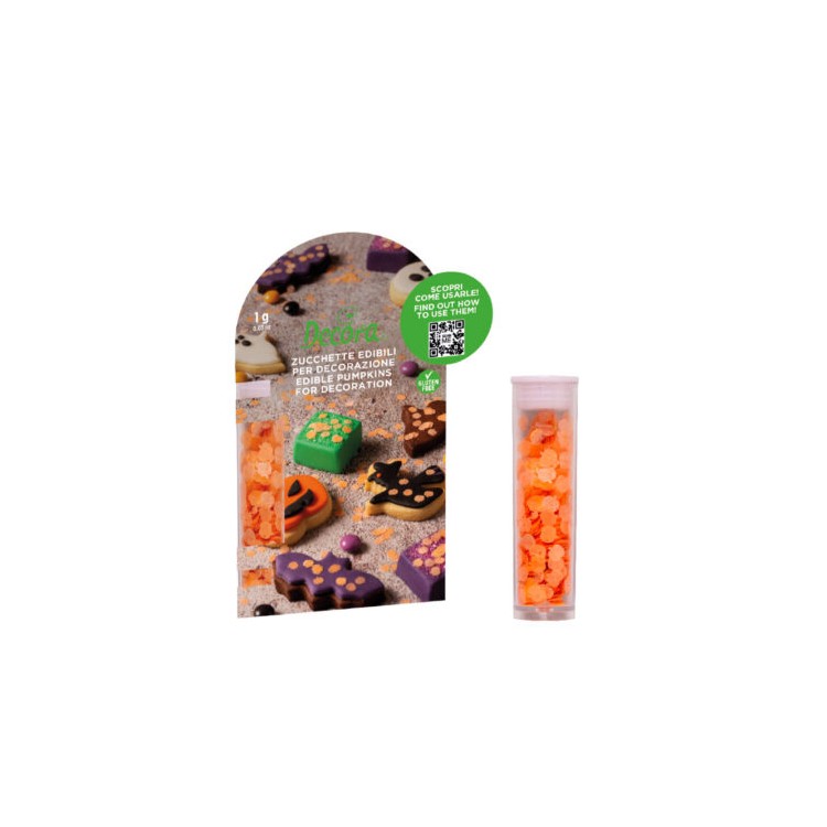 Decorazioni in zucchero senza glutine a forma di zucca   Halloween Sprinkles  Decora 1 Gr