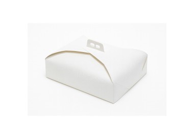 Scatola porta torta con manico - in cartone rigido bianco - 31 cm x 42 cm H 10cm - 1 pz - Graziano dolci