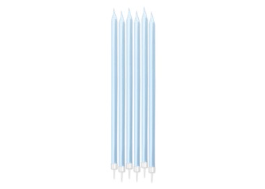 Candelina di cera Stelo lungo  15 Cm  di colore celeste   perlato    Pezzi  totale 6