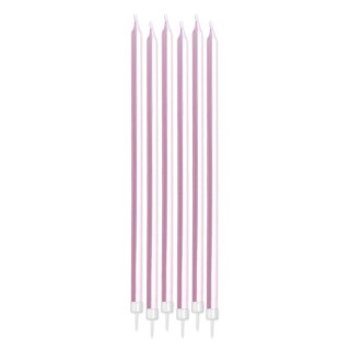 Candelina di cera Stelo lungo  15 Cm  di colore rosa perlato    Pezzi  totale 6