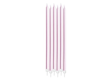 Candelina di cera Stelo lungo  15 Cm  di colore rosa perlato    Pezzi  totale 6