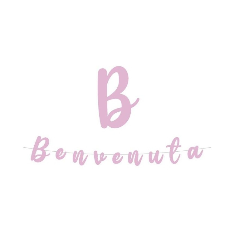 Festone "BENVENUTA" Nascita Bambina - L 3 metri x 15  cm H - Big Party  -  1 pz
