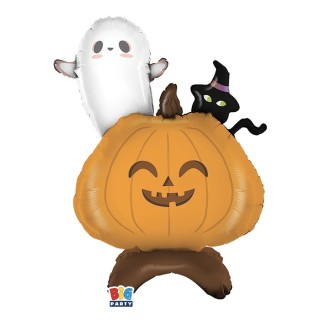 Palloncino a forma di Zucca fantasma e gatto Halloween - 70 x 96   cm - 1 pz