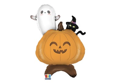 Palloncino a forma di Zucca fantasma e gatto Halloween - 70 x 96   cm - 1 pz
