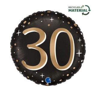 Palloncino 30 Anni Nero e oro - 46 cm - 1 pezzo