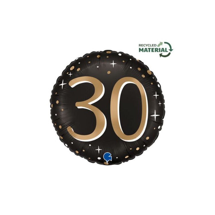 Palloncino 30 Anni Nero e oro - 46 cm - 1 pezzo