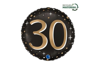 Palloncino 30 Anni Nero e oro - 46 cm - 1 pezzo