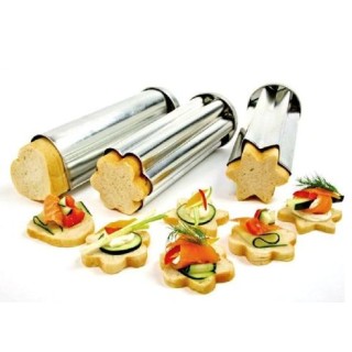 STAMPO PER PANE - SET 3 PEZZI STELLA FIORE CUORE