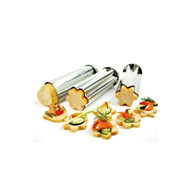 STAMPO PER PANE - SET 3 PEZZI STELLA FIORE CUORE