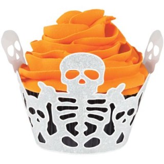 Avvolgi cupcake  scheletri glitterati HALLOWEEN  Wilton 18 PZ