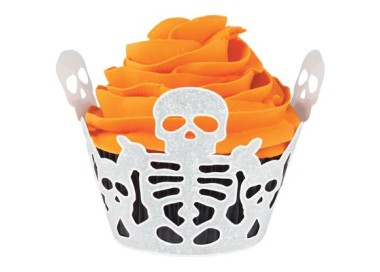 Avvolgi cupcake  scheletri glitterati HALLOWEEN  Wilton 18 PZ